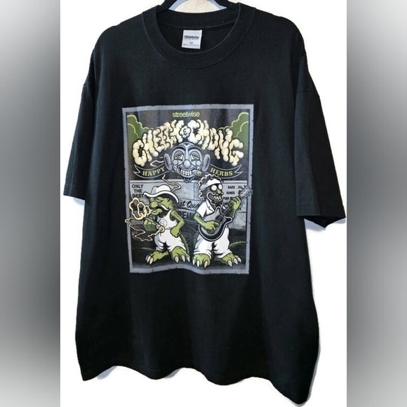 Streetwise X Cheech X Chong Collab Happy Herbs Black T Shirt Men's Size 2XL RARE - Picture 1 of 3
